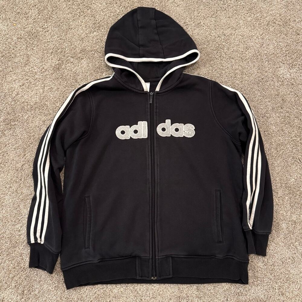 Adidas Y2K Women's Full Zip Black Hoodie size XL